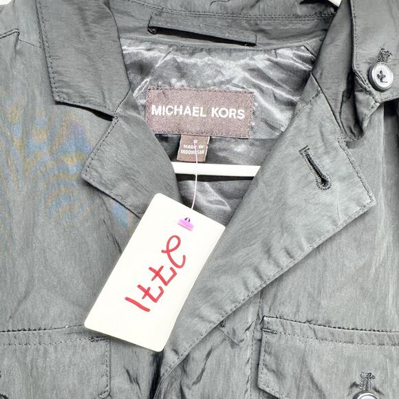 Michael Kors Jacket Men Sz Small Black Collared Button Down Utility Trench Coat - Picture 2 of 7